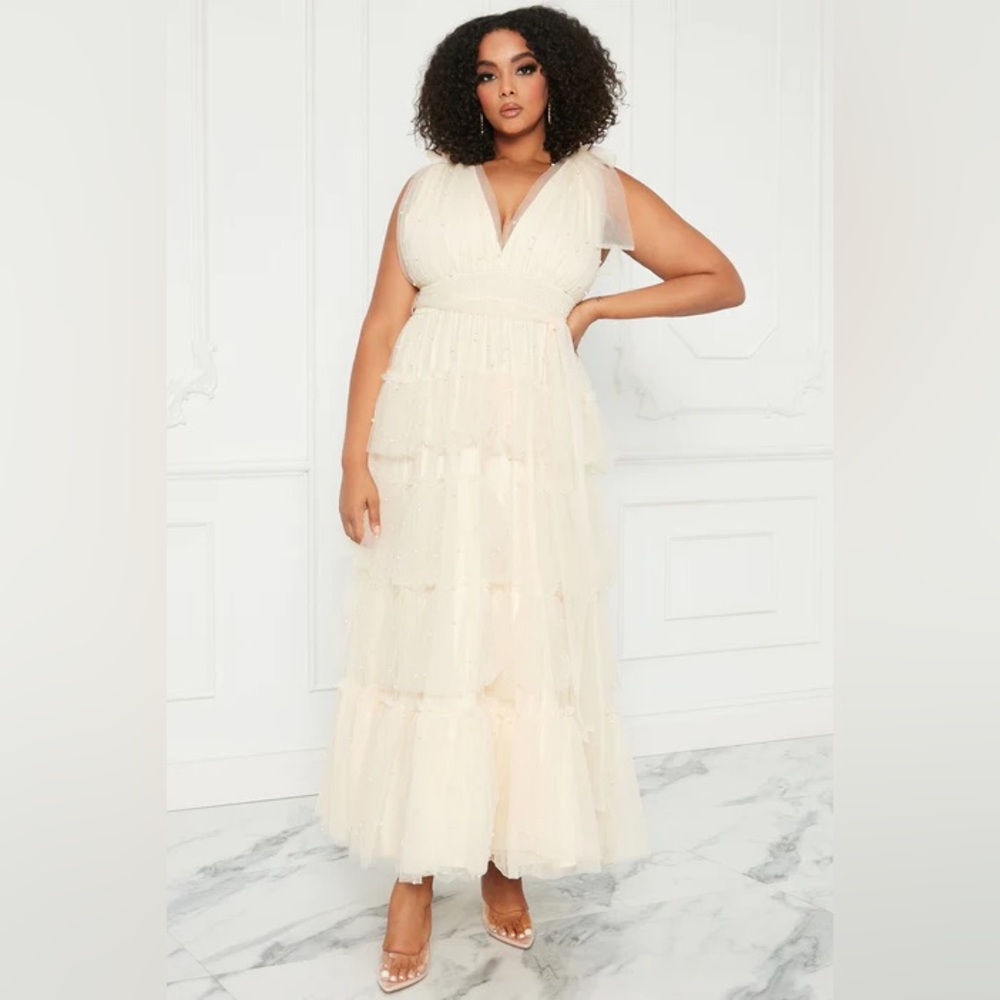 NWT Fashion Nova Nya Tulle Maxi Dress- Cream